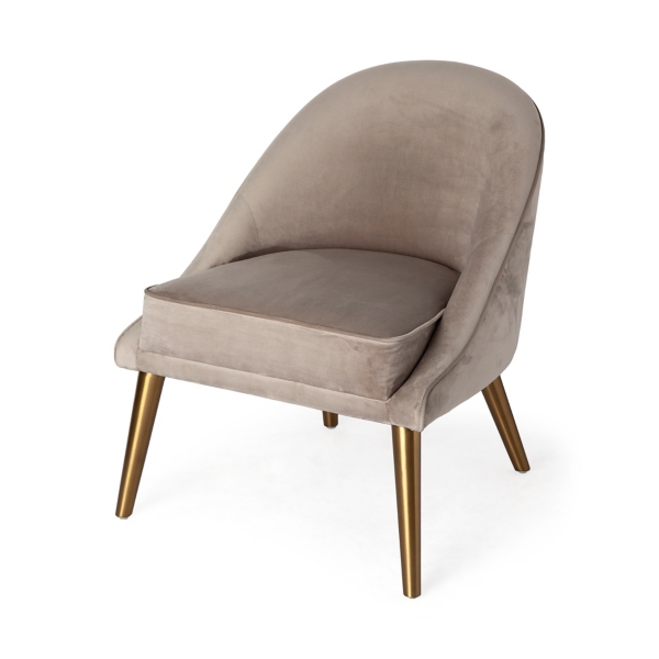 Beige Velvet And Metal Accent Chair Kirklands