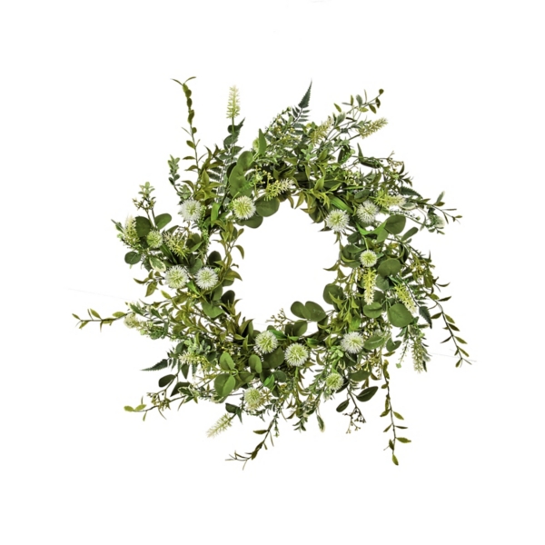 White Dandelion and Mixed Greenery Wreath | Kirklands Home