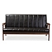Black Faux Leather Channel Sofa, 63 in.