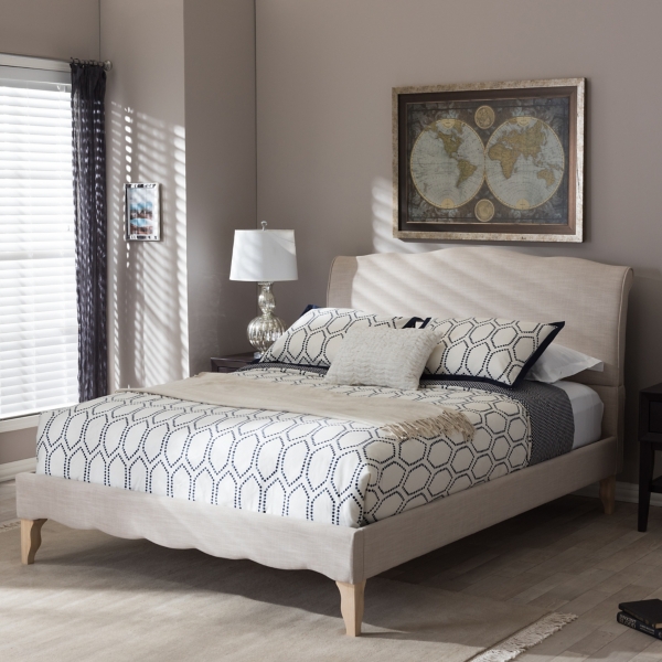 Beige Classic French Queen Platform Bed