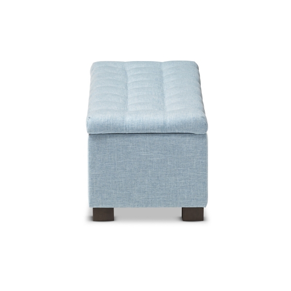 Light Blue Grid Tufted Upholstered Ottoman