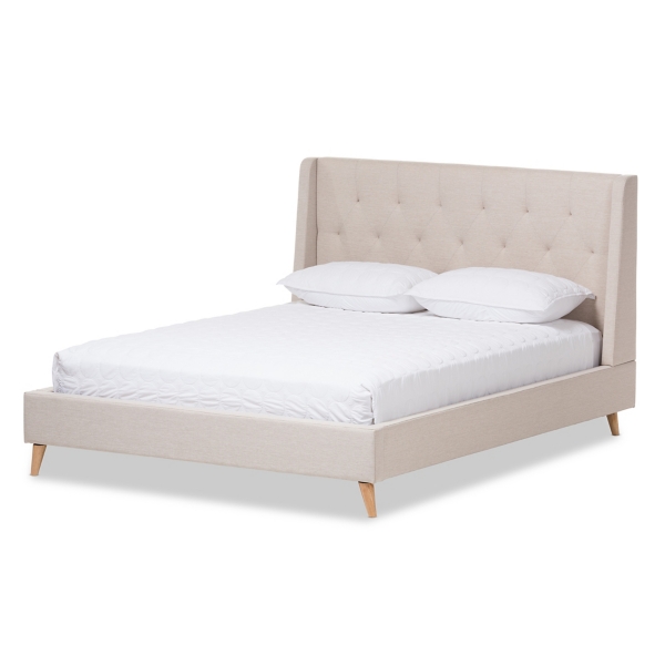 Wingback platform bed online queen