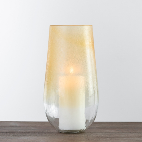 Amber Frosted Glass Hurricane, 15 in. Kirklands Home