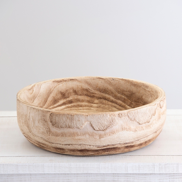 Round Burned Paulownia Wood Decorative Bowl Kirklands Home
