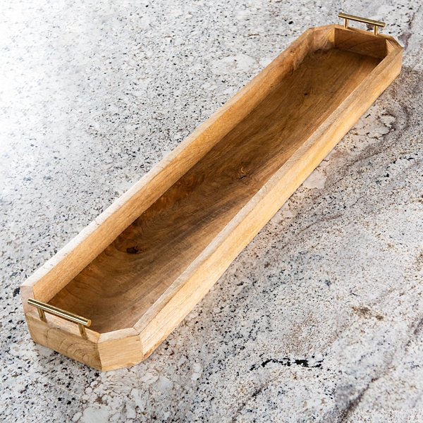 Long narrow deals wooden tray