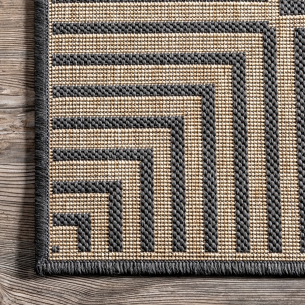 Asia Stripe Border Outdoor Rug