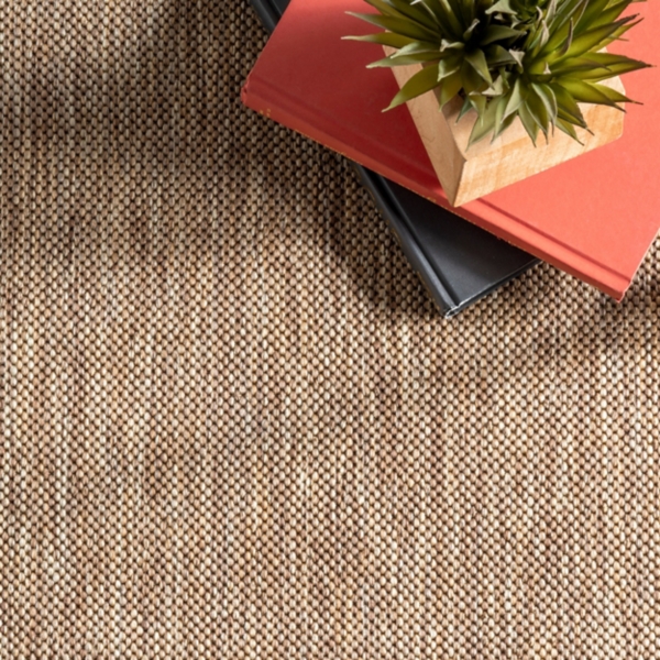 Asia Brown Stripe Border Outdoor Rug