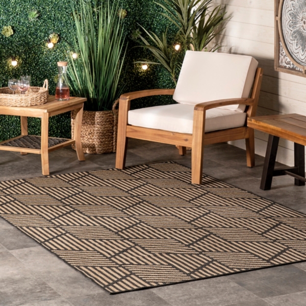 Lori Dark Gray Modern Geometric Outdoor Rug