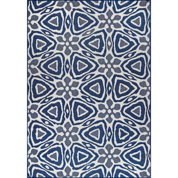 Darcie Blue Geometric Outdoor Rug, 5x8 Kirklands Home