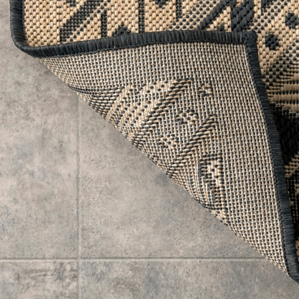 Landy Dark Gray Aztec Outdoor Rug, 8x10