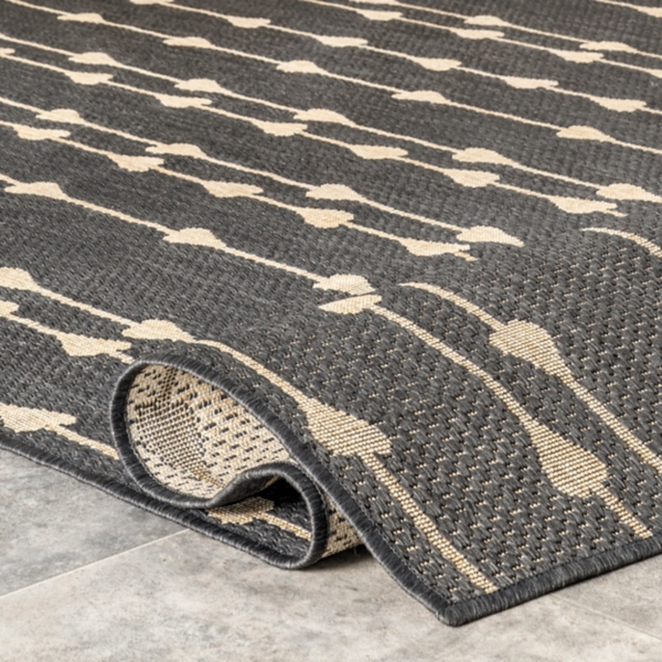 Kendall Gray Vertical Teardrop Outdoor Rug, 5x8