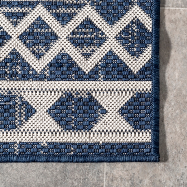 Cammie Blue Moroccan Tribal Outdoor Rug, 8x10