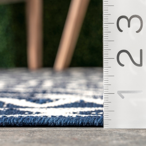 Cammie Blue Moroccan Tribal Outdoor Rug, 8x10