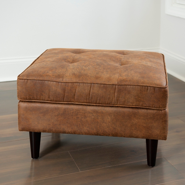 Brown faux leather ottoman store with storage