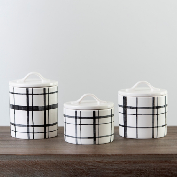 Black And White Grid Canisters Set Of 3 Kirklands Home   251247