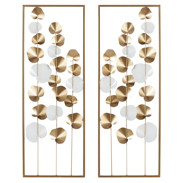 Gold Metal Leaves Framed Wall Plaques, Set of 2 | Kirklands Home