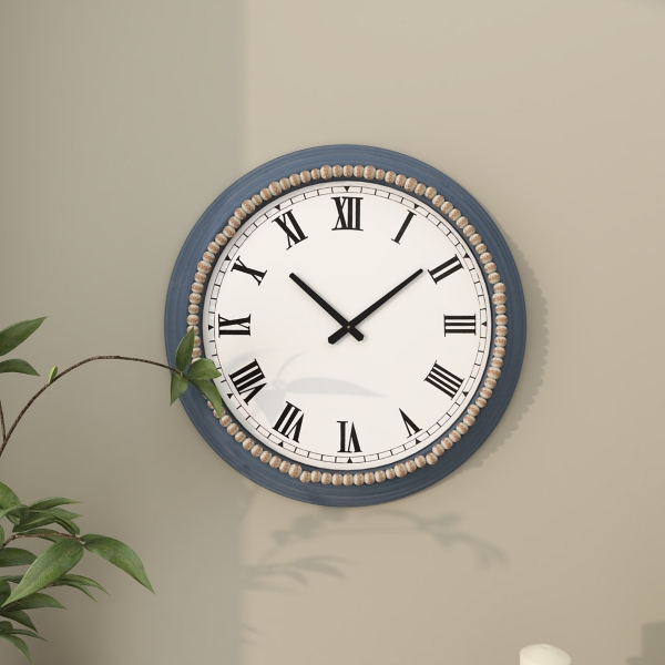 Blue Beaded Roman Numeral Clock