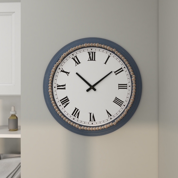 Blue Beaded Roman Numeral Clock