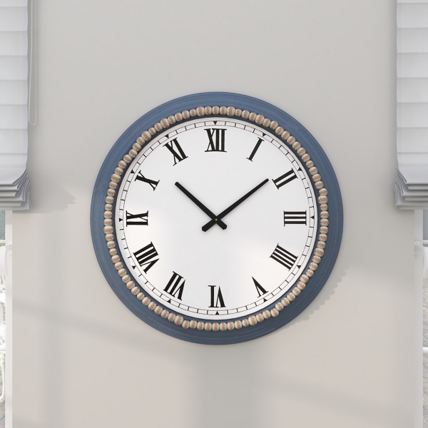 Blue Beaded Roman Numeral Clock