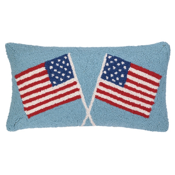 Double American Flags Hooked Lumbar Pillow Kirklands Home