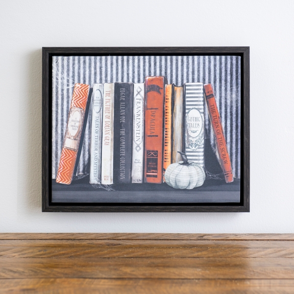 Halloween Book Stack Framed Canvas