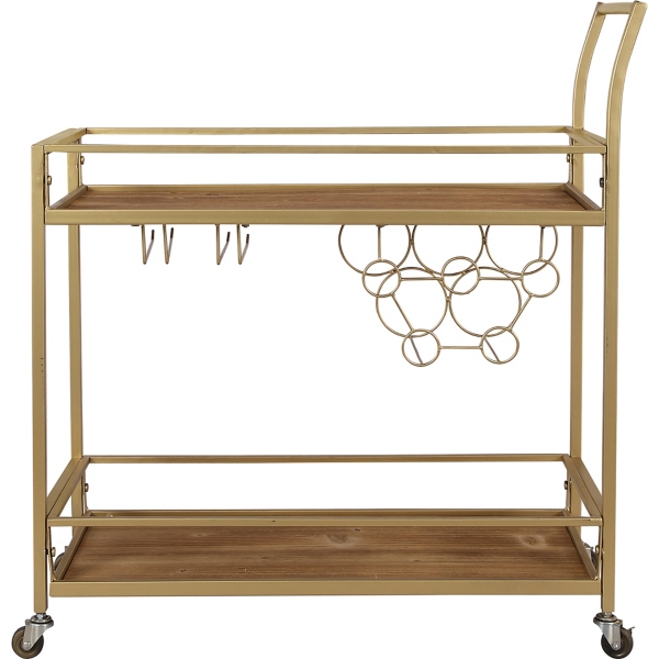 Celeste Gold Metal and Wood Bar Cart Kirklands Home