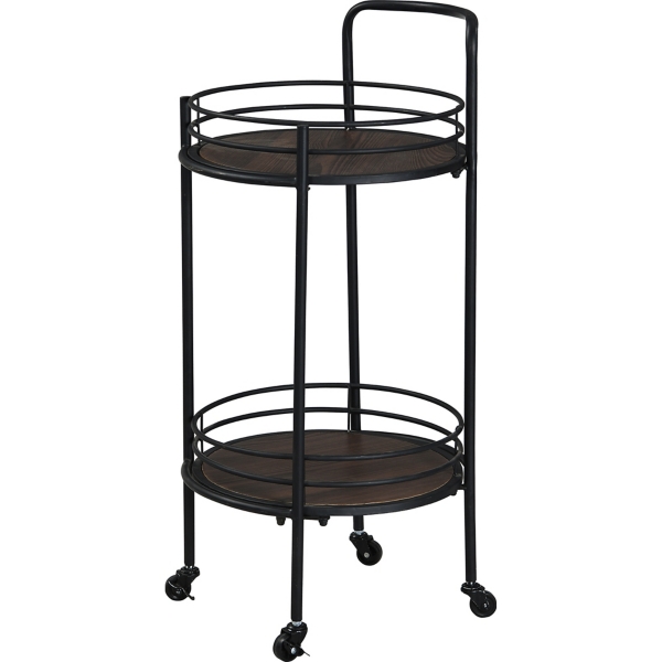 Rosie Black Metal And Wood Round Bar Cart Kirklands Home