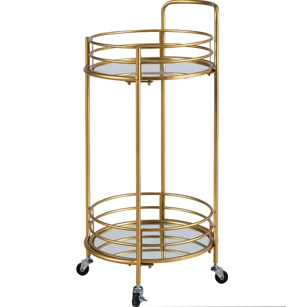 Rosie Gold Metal And Mirror Round Bar Cart Kirklands Home