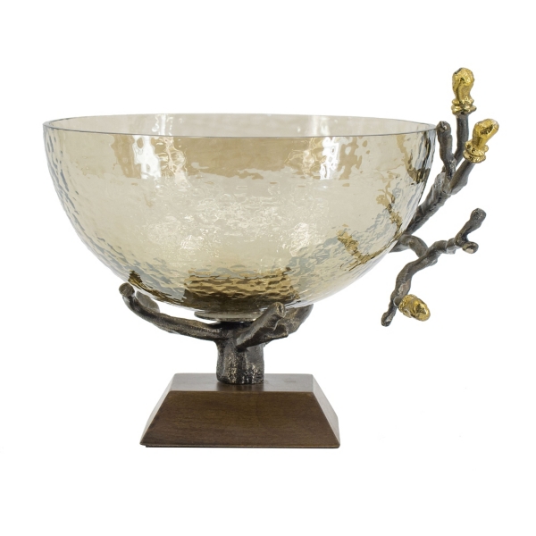Gold Tipped Walnut Wood Glass Bowl Kirklands Home