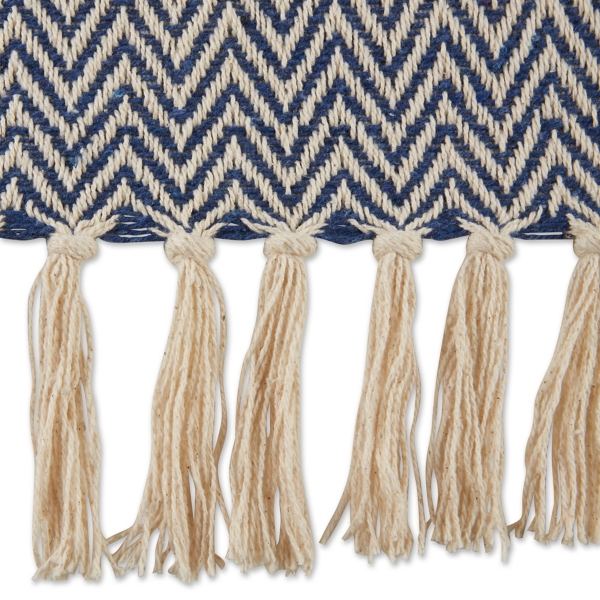 French Blue Chevron Fringe Throw