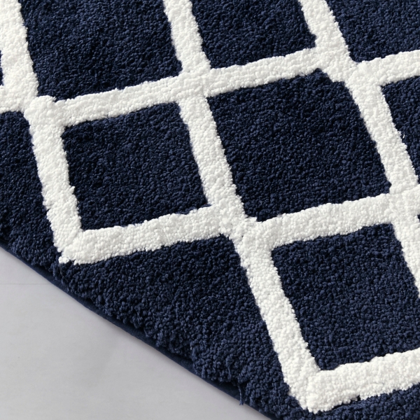 Blue Geometric Pattern Reversible Bath Mat, 60 in.
