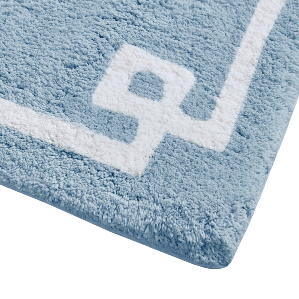 Blue Simple Trim Cotton Tufted Bath Mat