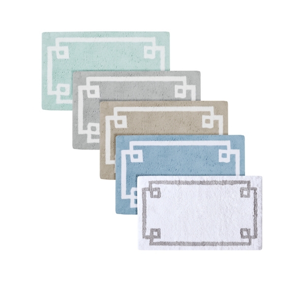 Blue Simple Trim Cotton Tufted Bath Mat