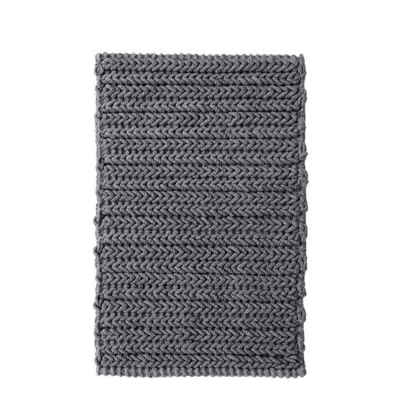 Black Chenille Chain Stitched Bath Mat, 40 in. | Kirklands Home