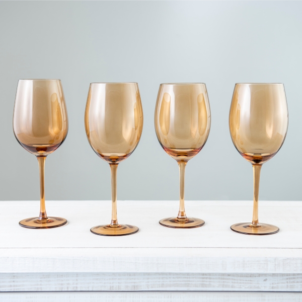 Amber Jewel Stemmed Wine Glasses, Set of 4 Kirklands Home