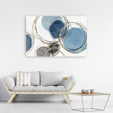 Blue & Gold Loops Abstract Canvas Art Print