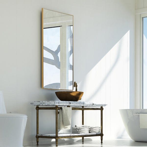 Golden Simple Rectangular Frame Wall Mirror