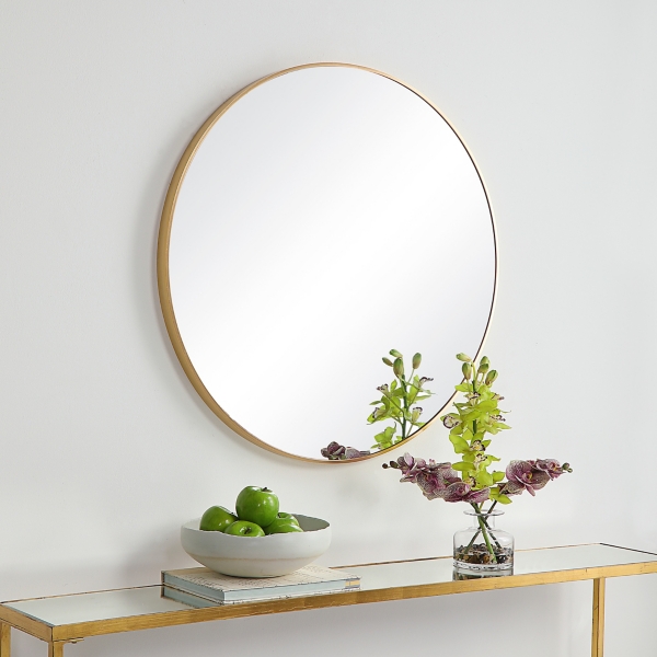 Gold Round Simple Frame Medium Wall Mirror | Kirklands Home