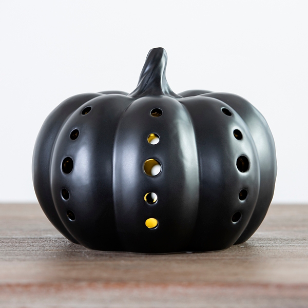 Black Dotted LED Pumpkin, 6 in.