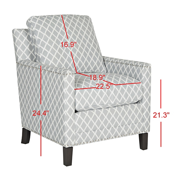 Gray and White Diamond Pattern Club Accent Chair