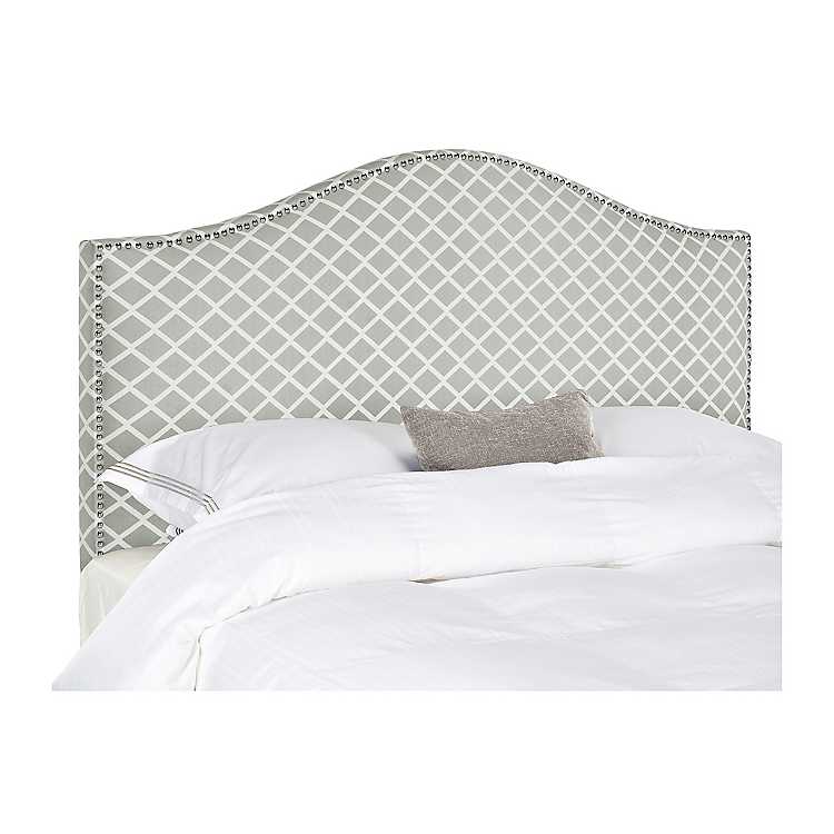 Gray And White Plaid Upholstered King, Plaid Fabric Headboard