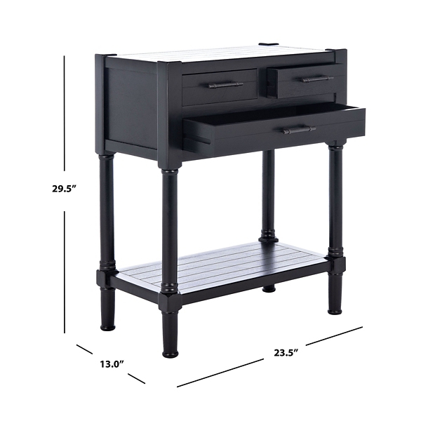 Wilbert 3-Drawer Black Console Table