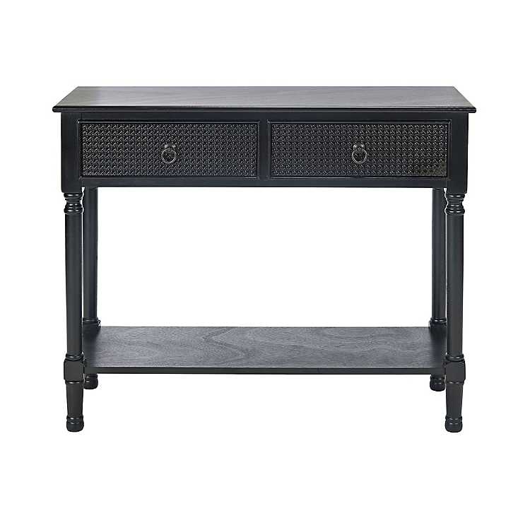 Irma Black Textured Drawers Console, Console Table With Storage Black