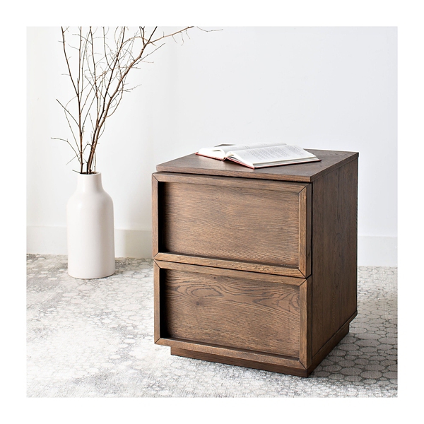 Natural Wood 2-Drawer Nightstand