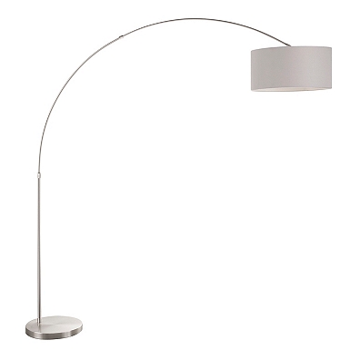Lena Satin Nickel Floor Lamp With White, Large White Shade Floor Lamp