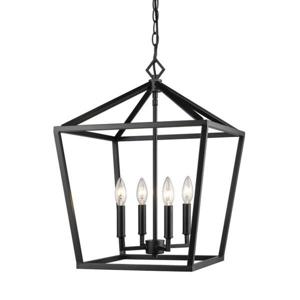 Black Classic Farmhouse Square Pendant Light