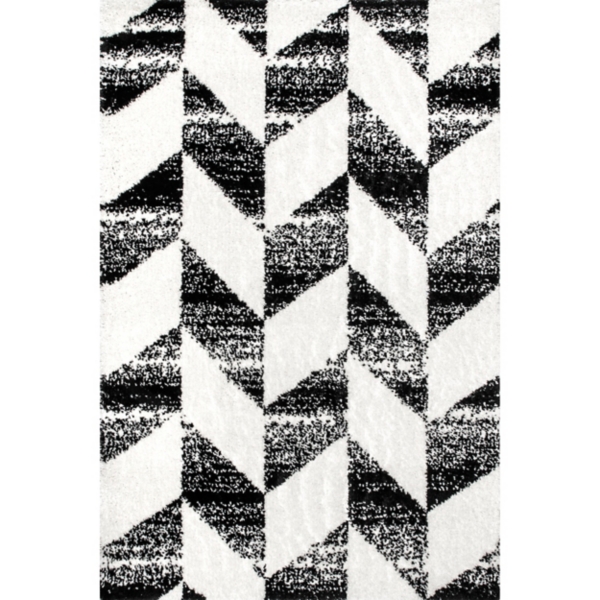 Black Herringbone Shag Area Rug, 9x12 Kirklands Home