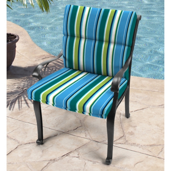 Blue Green Capri Stripes Outdoor Chair Cushion
