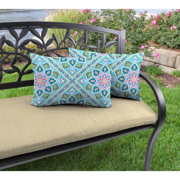 Kali Flowers Outdoor Lumbar Pillows, Set of 2