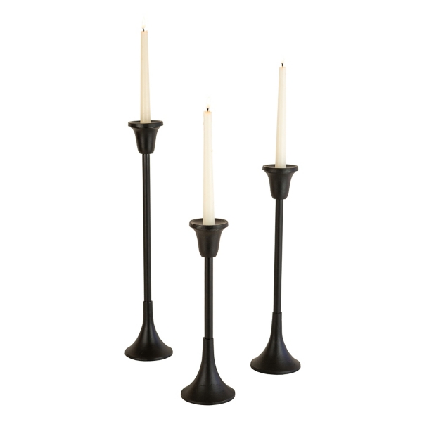 Mainstays Decorative Metal Taper Candle Holders, Set of 3, Black